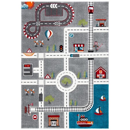 Safavieh 2 x 3 ft. Carousel Kids 100 Youth Rectangle Power Loomed Rug Grey & Ivory CRK192F-2